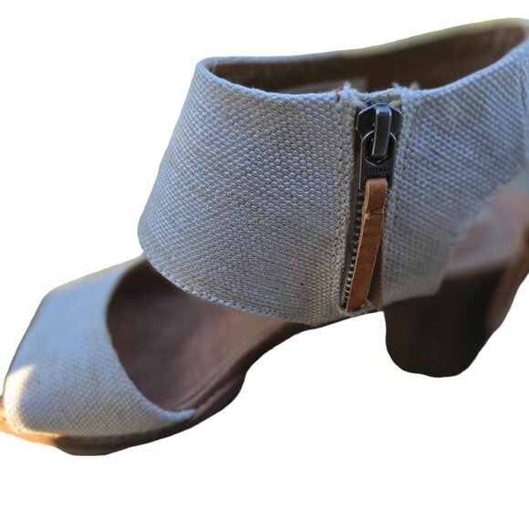 Toms Womens Open-Toe Canvas Ankle Zip Sandals Size 6 Light Brown & Beige - Picture 5 of 8